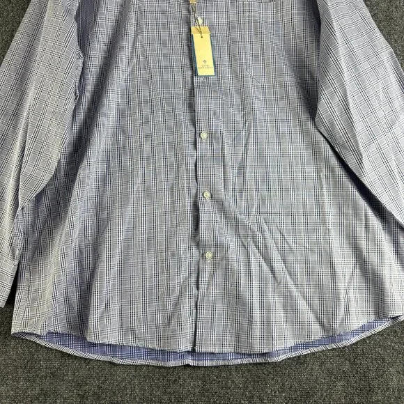 David Alexander Shirt Mens 18 Classic Fit Blue Plaid Cotton Long Sleeve NEW Easy - Picture 2 of 9